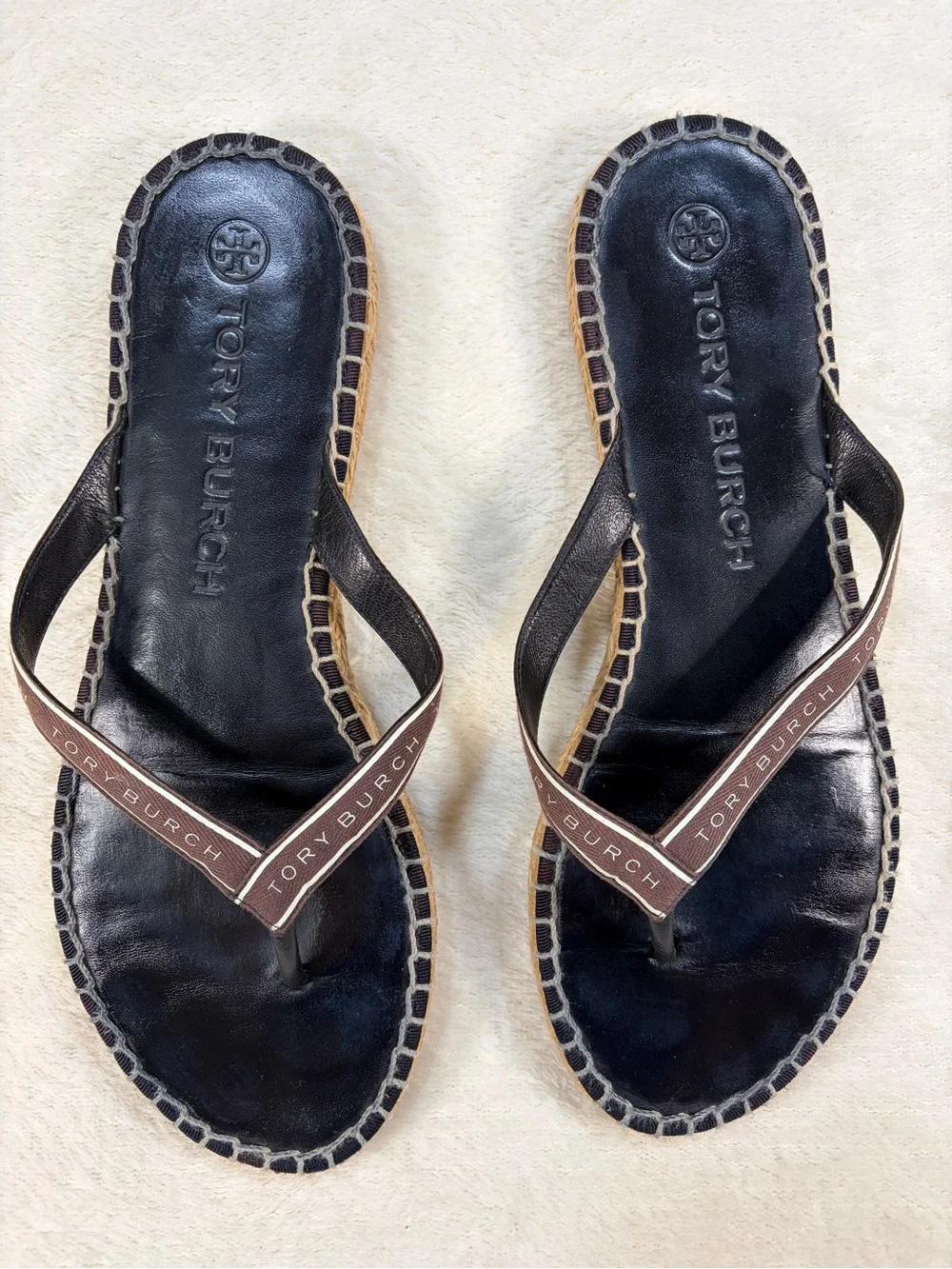 Tory Burch Ribbon Thong Espadrille  Sandals‎ Size 9